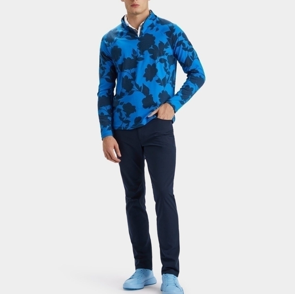 G/FORE Tonal Floral Luxe Quarter Zip Mid Layer Pullover Sweatshirt Medium NWT - Picture 1 of 11